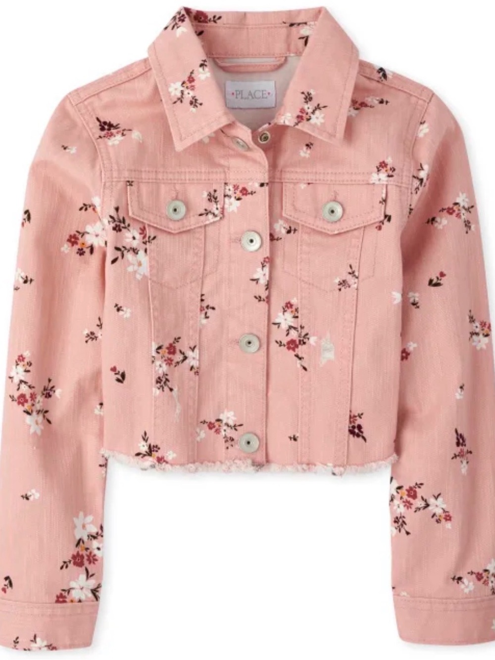 The Children's Place Pink Floral Cropped Jean Jacket